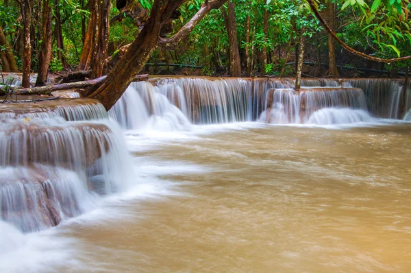 Водоспад в джунглях глибоких тропічних лісів (Хуай mae kamin водоспад я — стокове фото