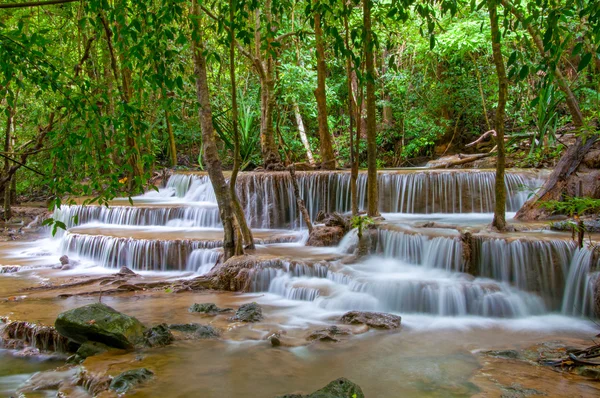 Καταρράκτη στο πυκνό δάσος βροχή ζούγκλα (huay mae kamin καταρράκτη μου — Φωτογραφία Αρχείου