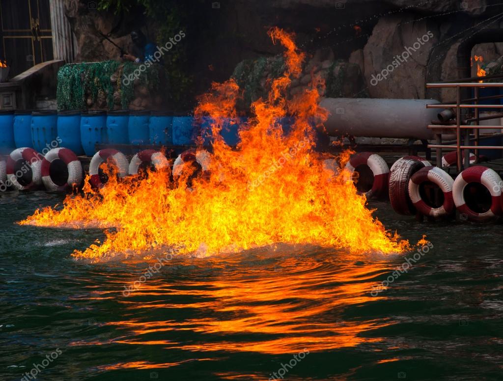 Fire on water Stock Photo by ©casanowe1 34850929
