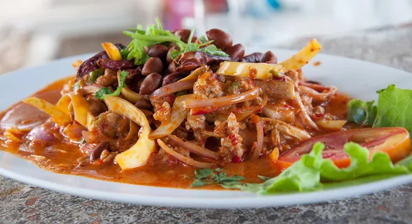 Fried pork with chili paste, Thai food — Stock Photo, Image