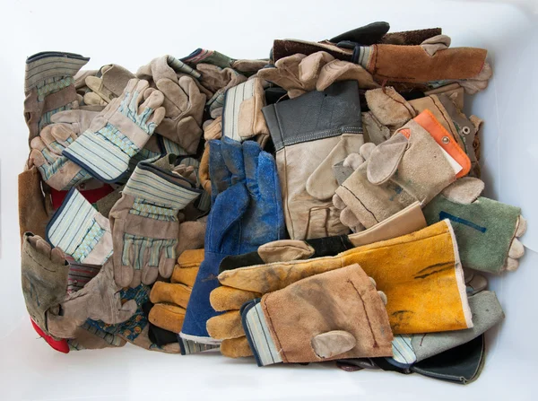 Group of work gloves in white box — Stock Photo, Image