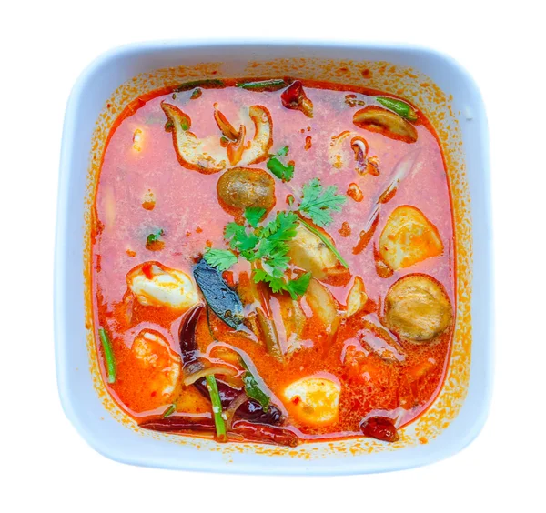 Heiße und saure Suppe (tom yum goong, thailändisches Essen) — Stockfoto