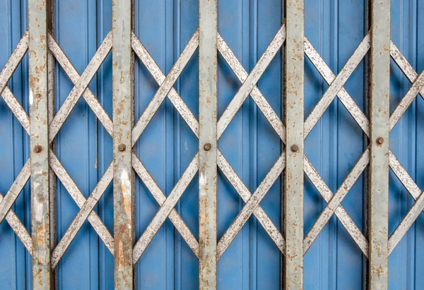 Blue iron gate for background — Stock Photo, Image
