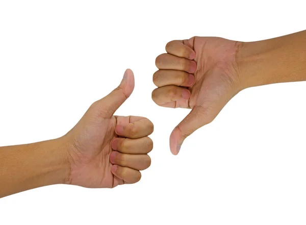 Mano del hombre con el pulgar hacia arriba aislado sobre fondo blanco —  Fotos de Stock