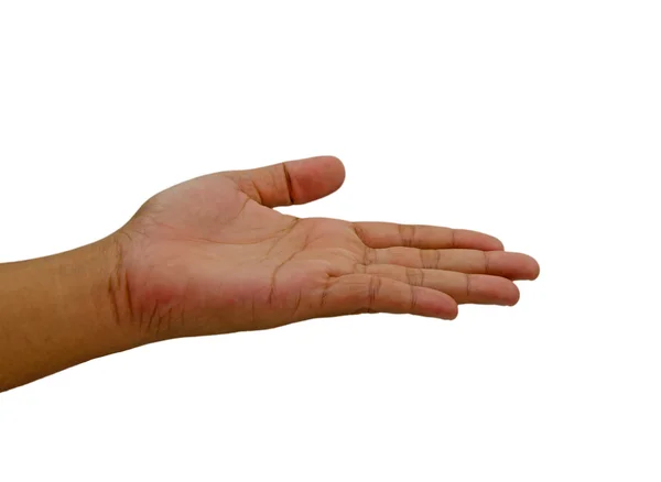 Geste de la main de l'homme numéro cinq gros plan isolé sur backgr blanc — Photo