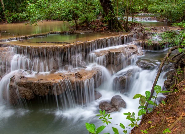 深い熱帯雨林のジャングルの滝 — ストック写真