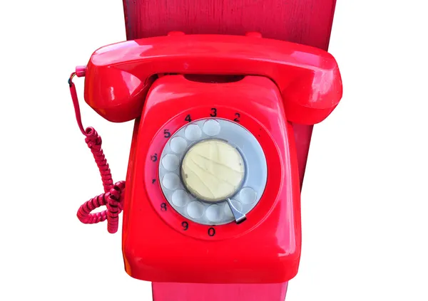 Κόκκινο περιστροφικό τηλέφωνο — Φωτογραφία Αρχείου