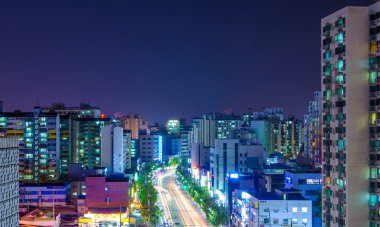 gece şehir manzarası Seul, Kore