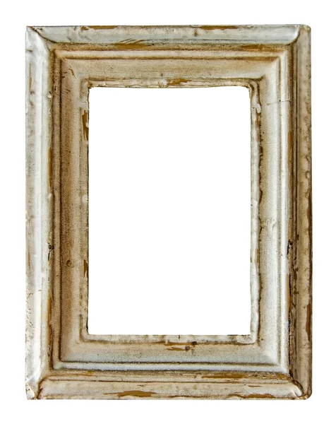 Ornamented white wood empty picture frame Isolated on white back — Stock Photo, Image