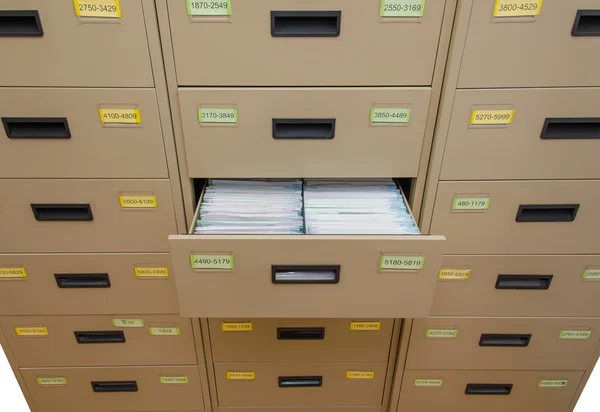 Archive cabinet with open drawer — Stock Photo, Image