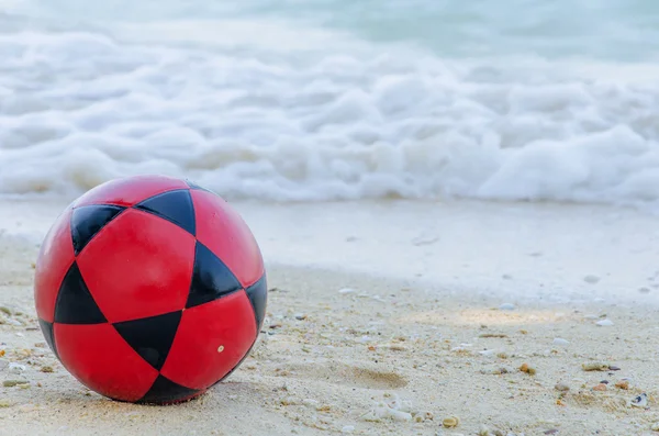 Football on beach for Soccer sport — Stock Photo, Image
