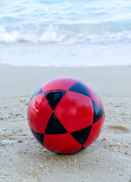 Football on beach for Soccer sport — Stock Photo, Image