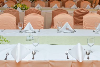 bir olay parti ya da akşam yemeği için ayarlanan tablo