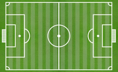Yukarıdan gelen yeşil futbol sahası.