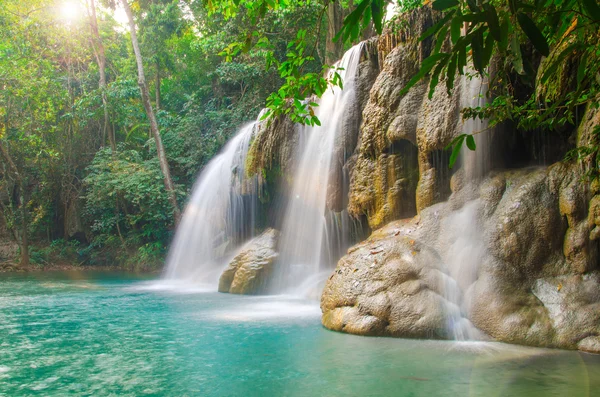 Waterfall in Deep forest at Erawan waterfall National Park
