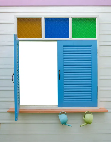 Blue window on wall at home — Stock Photo, Image