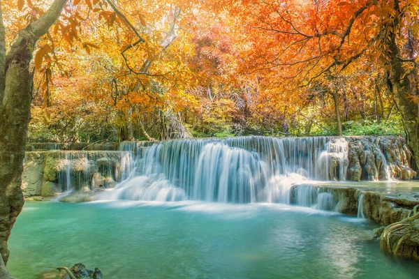 Undrar Vattenfall Djup Regnskog Djungel Huay Mae Kamin Waterfall National — Stockfoto