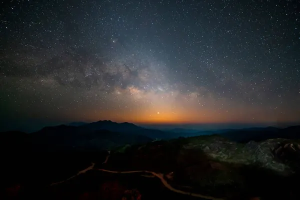 Πανόραμα Άποψη Σύμπαν Shot Χώρο Του Γαλακτώδη Τρόπο Γαλαξία Αστέρια — Φωτογραφία Αρχείου