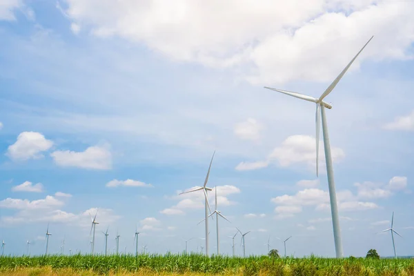 Windturbine Hernieuwbare Energiebron Zomer Met Blauwe Lucht — Stockfoto