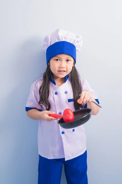 Meninas Felizes Com Sorriso Incrível Roupas Boné Chef Criança Sonha — Fotografia de Stock