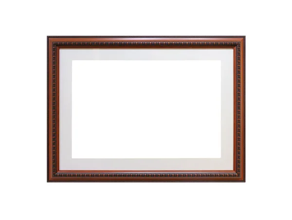 Ornamented Wood Empty Picture Frame Isolated White Background — Stock Photo, Image