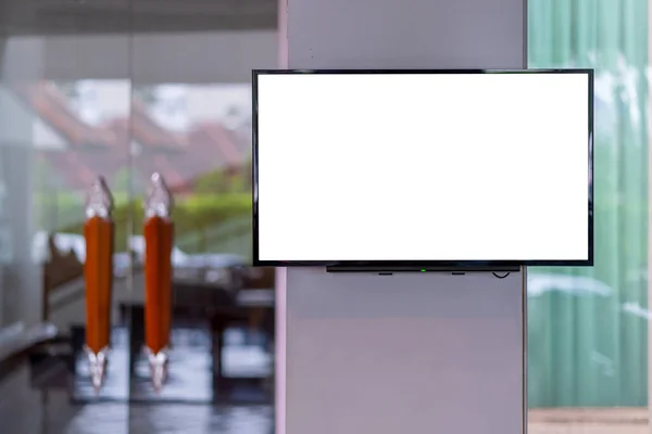 Чистый Белый Телевизионный Экран Цифровой Медиабланк Рекламы Универмаге — стоковое фото