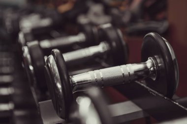 Spor kulübündeki halterler egzersiz ve vücut geliştirme içindir..