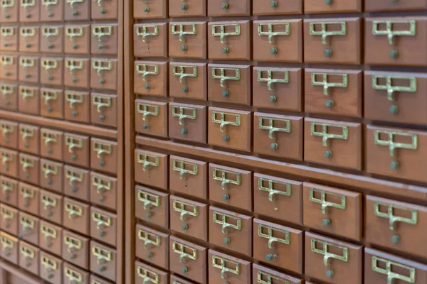 Wooden Filing Cabinet Document Cards Library Accounting Centuries — Stock Photo, Image