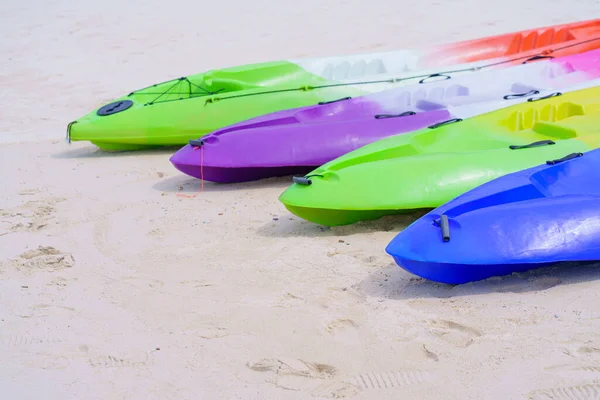 Sea Kayaks Multicolor Boat Beautiful Beach Thailand — Stock Photo, Image