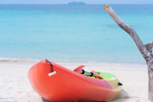 Sea Kayaks Multicolor Boat Beautiful Beach Thailand — Stock Photo, Image