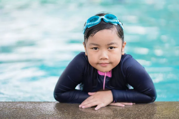Happy Children Smiling Cute Little Girl Sunglasses Swimming Pool — Photo