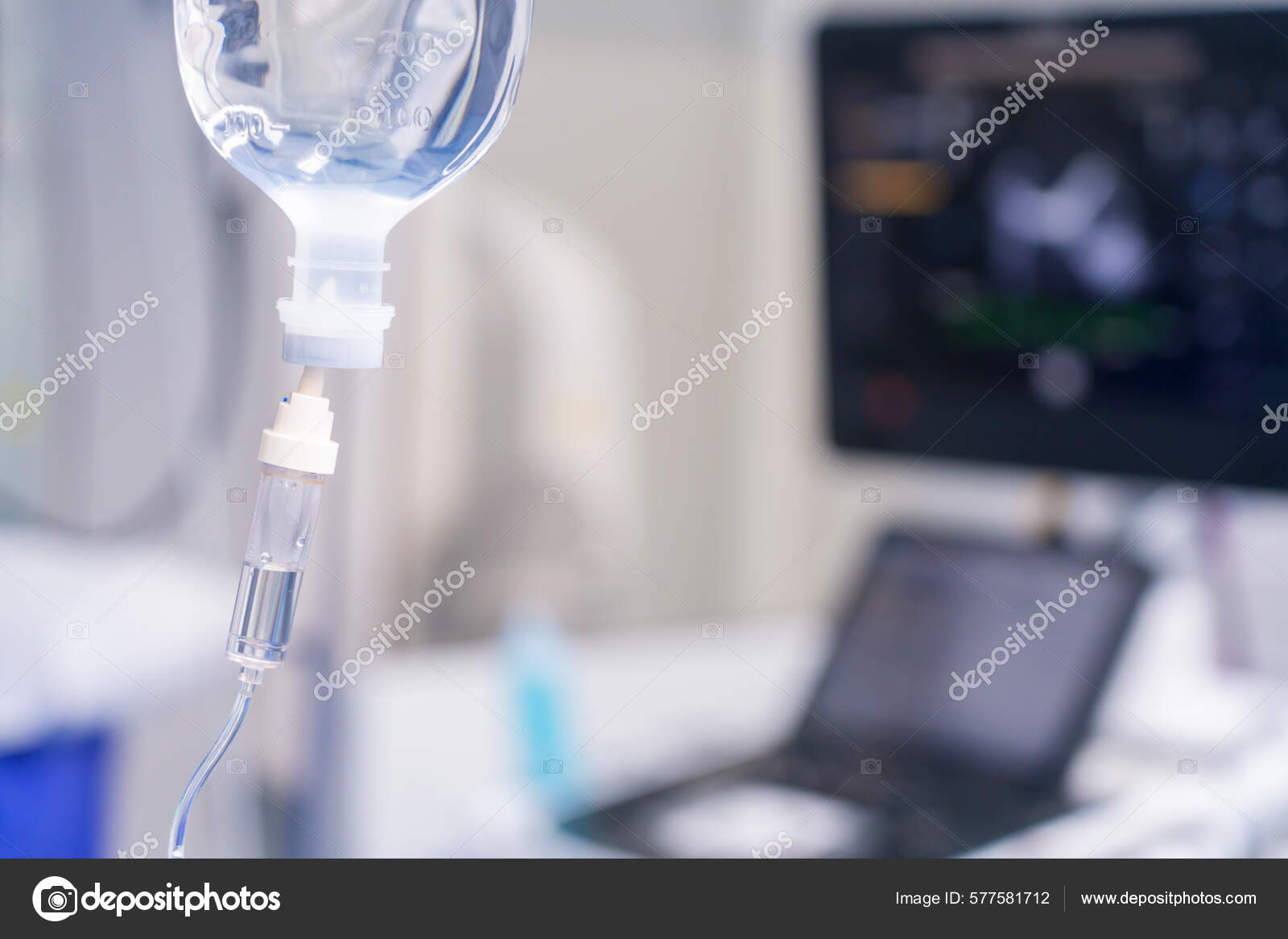 Normal Saline Solution Sodium Chloride Infusion Bottle Drip Patient