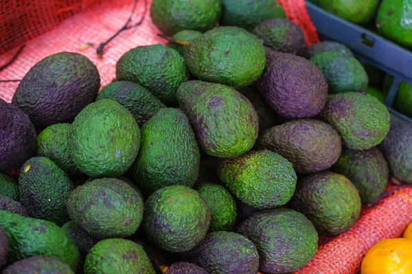 新鮮な熟した緑の有機アボカド農家市場での新しい収穫 — ストック写真