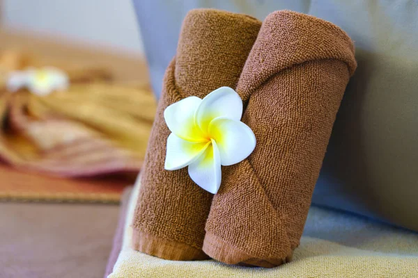 towel cotton on the bed spa for relax in bathroom, Spa still life.