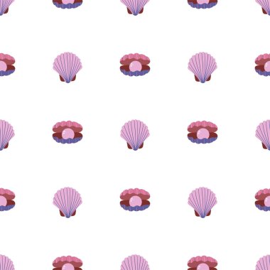 İnci dikişsiz desenli deniz kabuğu pembe rengi. Sualtı dünyası sakinleri yazdırdı.