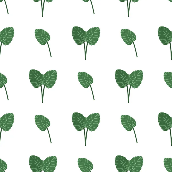 Tropiska blad och blommor sömlösa mönster. Botanisk struktur med gröna blad på stjälken. — Stock vektor