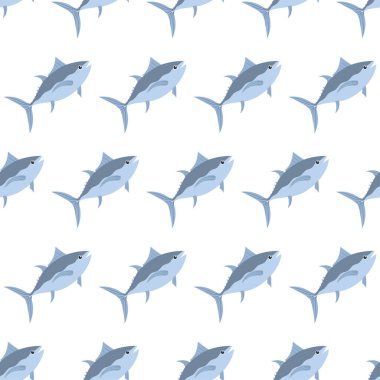 Ton balıklı kusursuz deniz hayvanı deseni. Sualtı dünyası sakinleri yazdırdı.