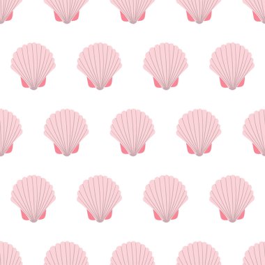 Açık pembe deniz kabuklu, kusursuz deniz hayvanı deseni. Sualtı dünyası sakinleri yazdırdı.
