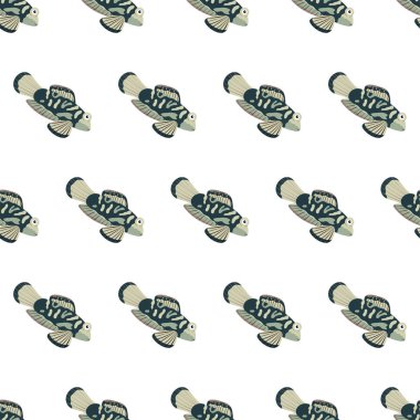 Mandalina balığıyla kusursuz bir deniz hayvanı deseni. Sualtı dünyası sakinleri yazdırdı.