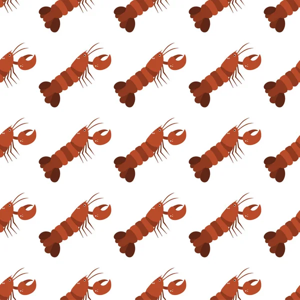 Sea animal seamless pattern with lobster. Undersea world habitants print. — Stock Vector