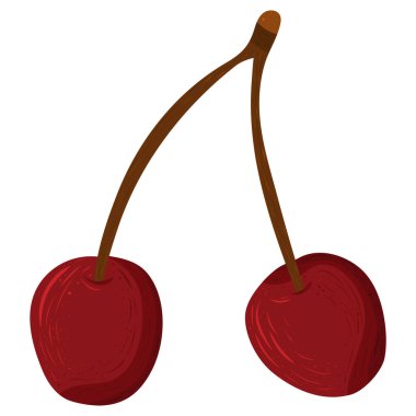 Renkli kirazlı çizgi film çizimi. Çiftlik pazarı ürünü.