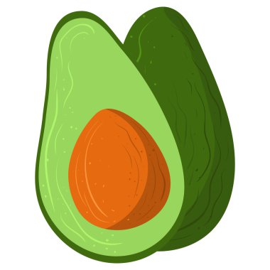 Renkli avokadolu karikatür çizimi. Çiftlik pazarı ürünü.