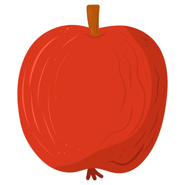 Tecknad illustration med färgglada äpple. Produkter från jordbruksmarknaden. — Stock vektor