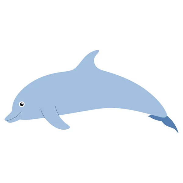 Vacker tecknad illustration med färgglada havsdjur delfin på vit bakgrund för utskrift design. Grafisk grabb. — Stock vektor