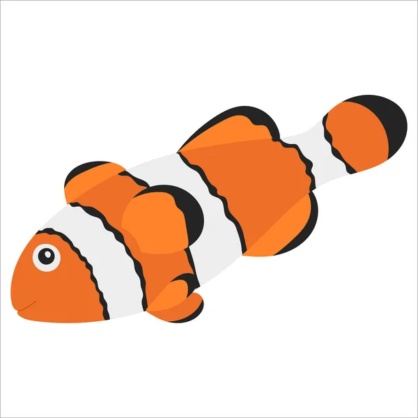 Vacker tecknad illustration med färgglada havsdjur clown fisk på vit bakgrund för utskrift design. Grafisk grabb. — Stock vektor
