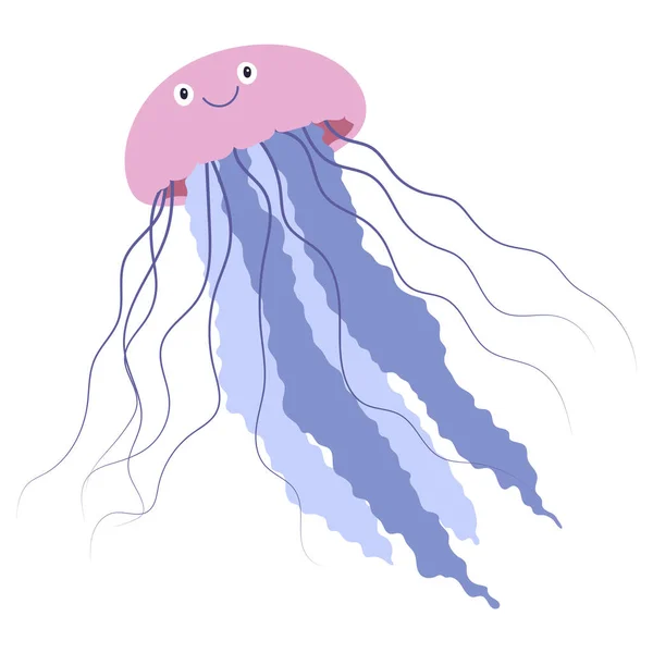 Красива мультяшна ілюстрація з барвистими морськими тваринами медузами на білому тлі для дизайну друку. Дитяча графіка . — стоковий вектор