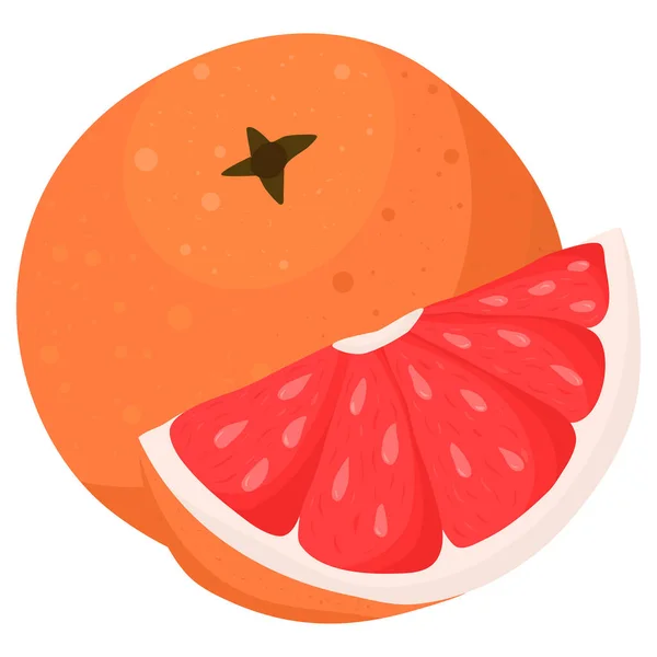 Cartoon-Illustration mit farbenfroher Grapefruit. Agrarmarktprodukt. — Stockvektor