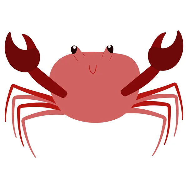 Belle illustration de dessin animé avec des animaux de mer colorés crabe sur fond blanc pour la conception d'impression. Graphisme enfant. — Image vectorielle