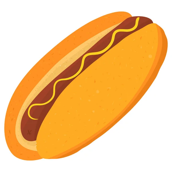 Cartoon illustration with street junk food hot dog. Vector hand drawn graphic. — Vetor de Stock