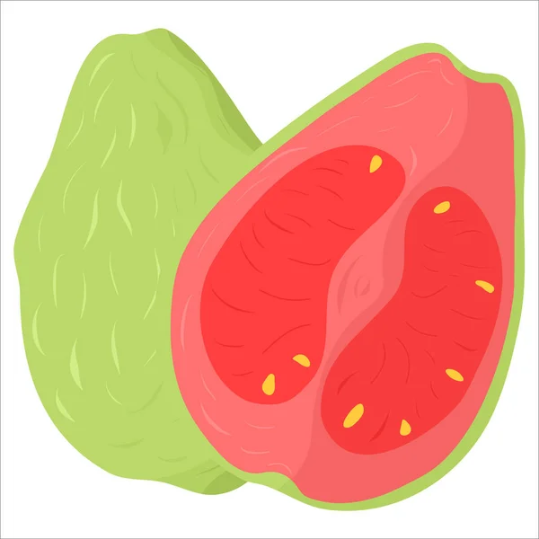Εικονογράφηση κινουμένων σχεδίων με πολύχρωμο γκουάβα. Προϊόν γεωργικής αγοράς. — Διανυσματικό Αρχείο